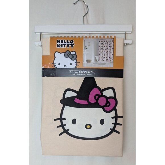 NWT Hello Kitty‎ Witch Pumpkin Skull Halloween Shower Curtain - Picture 1 of 4
